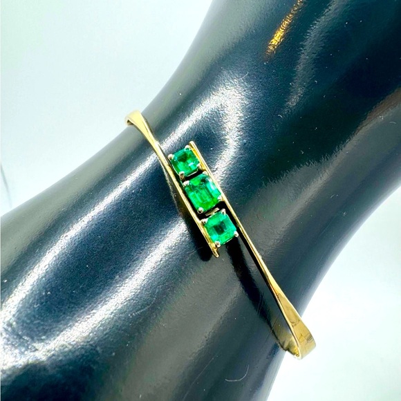 Solid 14k Gold Bracelet / Emerald / 7.7g / 7” wrist - Picture 1 of 10